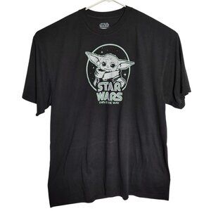 Mad Engine Mens 3XLT  Star Wars The Mandalorian Graphic Black Short Sleeve T-Shi